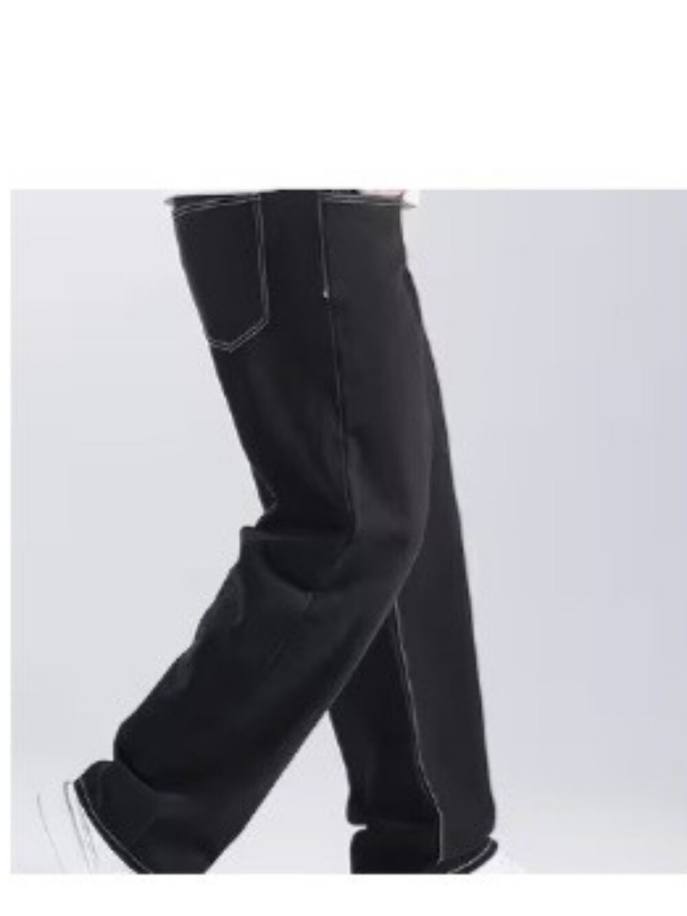 Black Denim Jeans with Contrast White Stitching